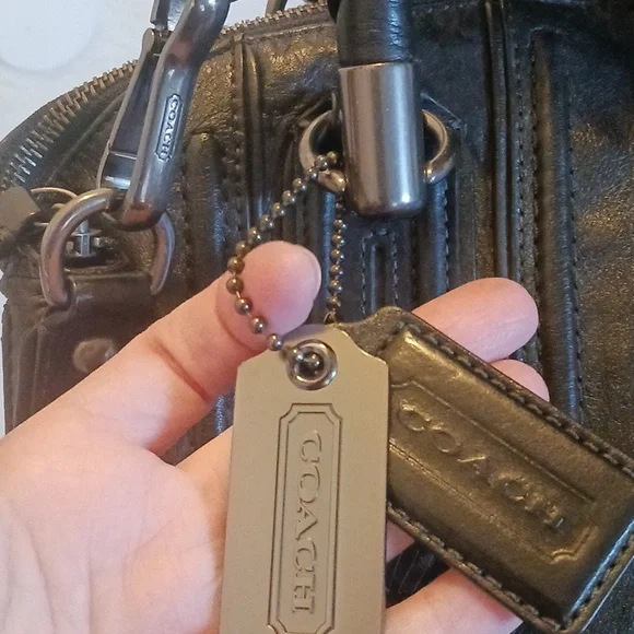 Coach Limited Edition Coach Sophia Black Leather Gunmetal Studs Bag MSRP $795 - Picture 4 of 16